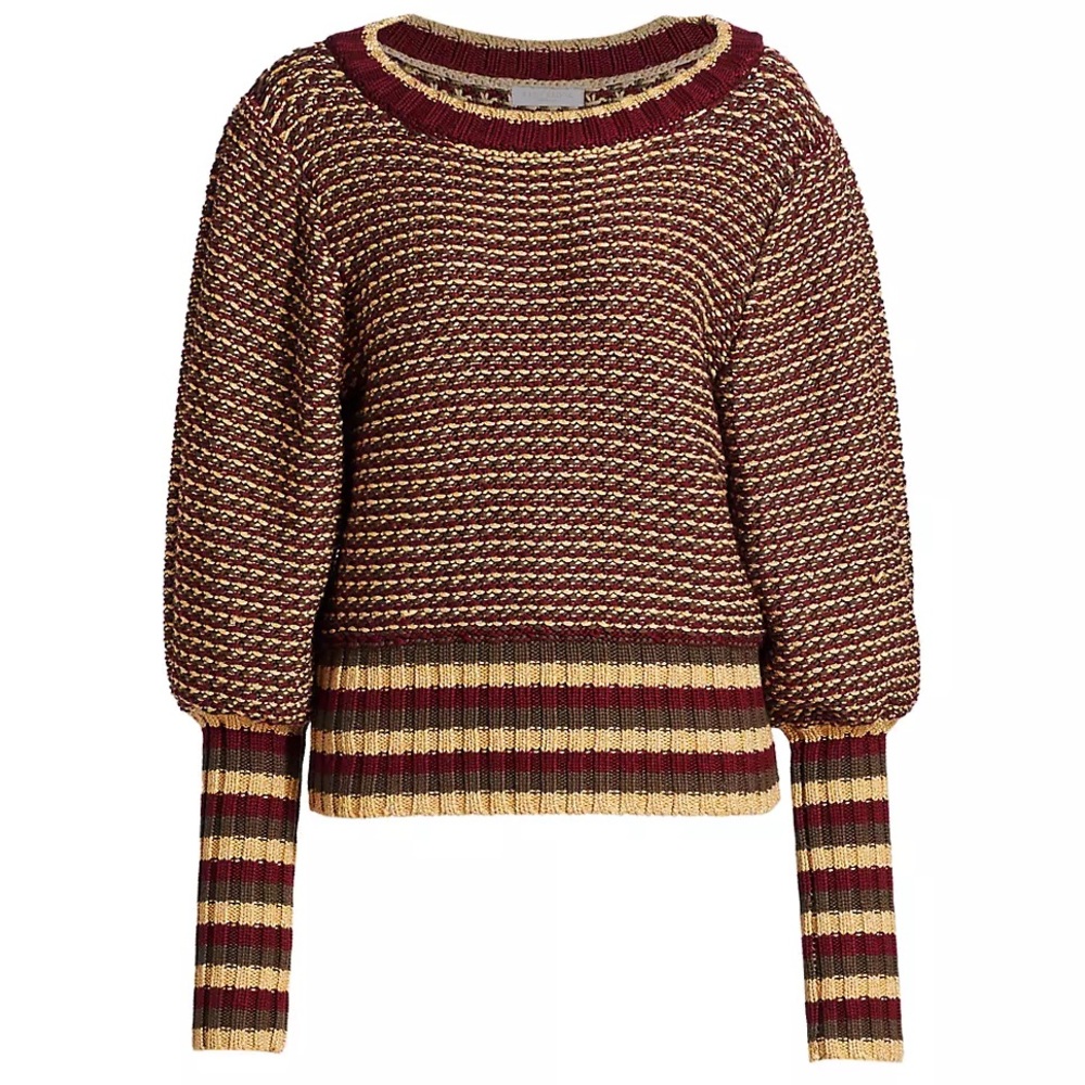 Ramy Brook Hadar Stripe Balloon Sleeve Sweater Size Small